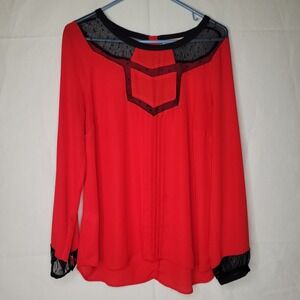 Elegant Red/Black Lace Gibson Latimer Top